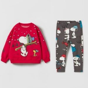 Zara snoopy peanut sweatshirt and leggings set